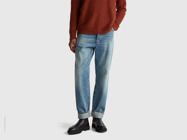 United Colors of Benetton Jeans relaxed fit cotone denim