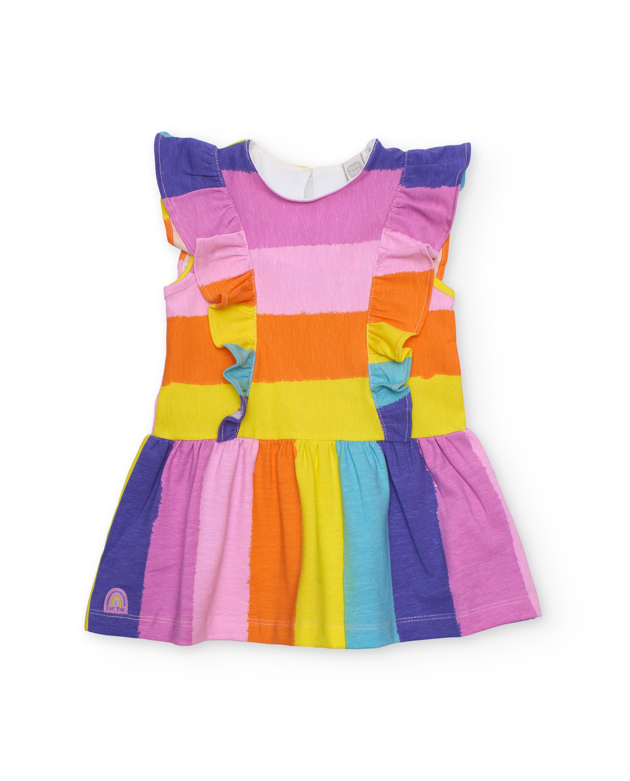 TucTuc Vestiti vestito righe volant abitino rosa multicolore