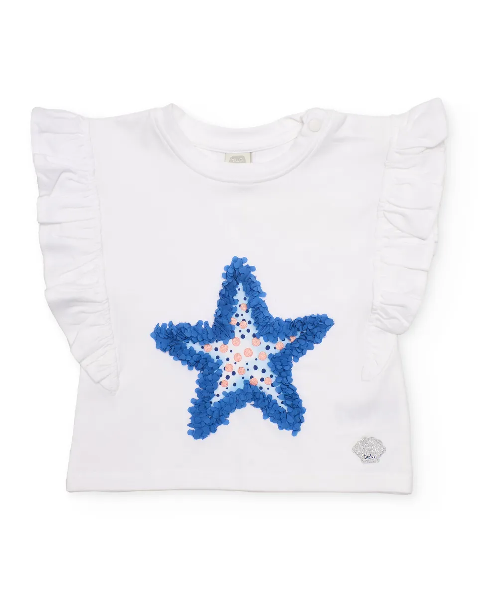 TucTuc Magliette T-shirt Bambina Maglia Bianca Stella 6M-10A