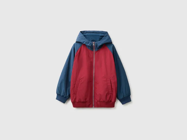 United Colors of Benetton Giacca nylon cappuccio antipioggia taglia L