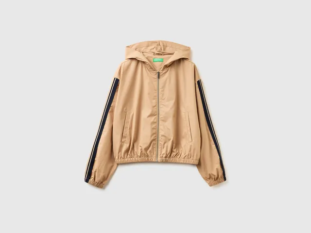 United Colors of Benetton Giacca Tela con Cappuccio Cotone