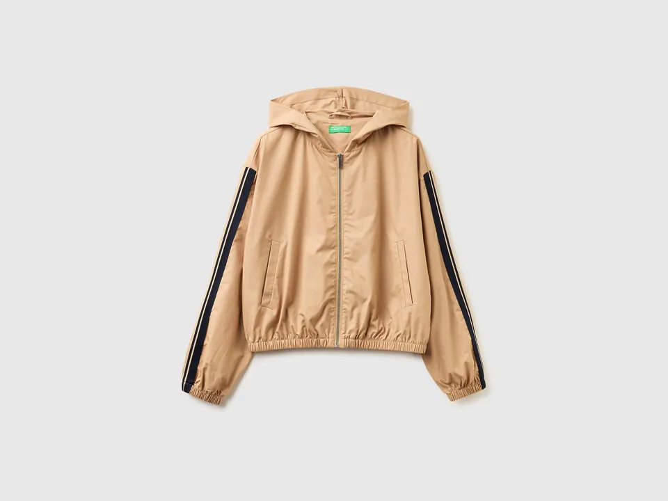 United Colors of Benetton Giacca Tela con Cappuccio Cotone