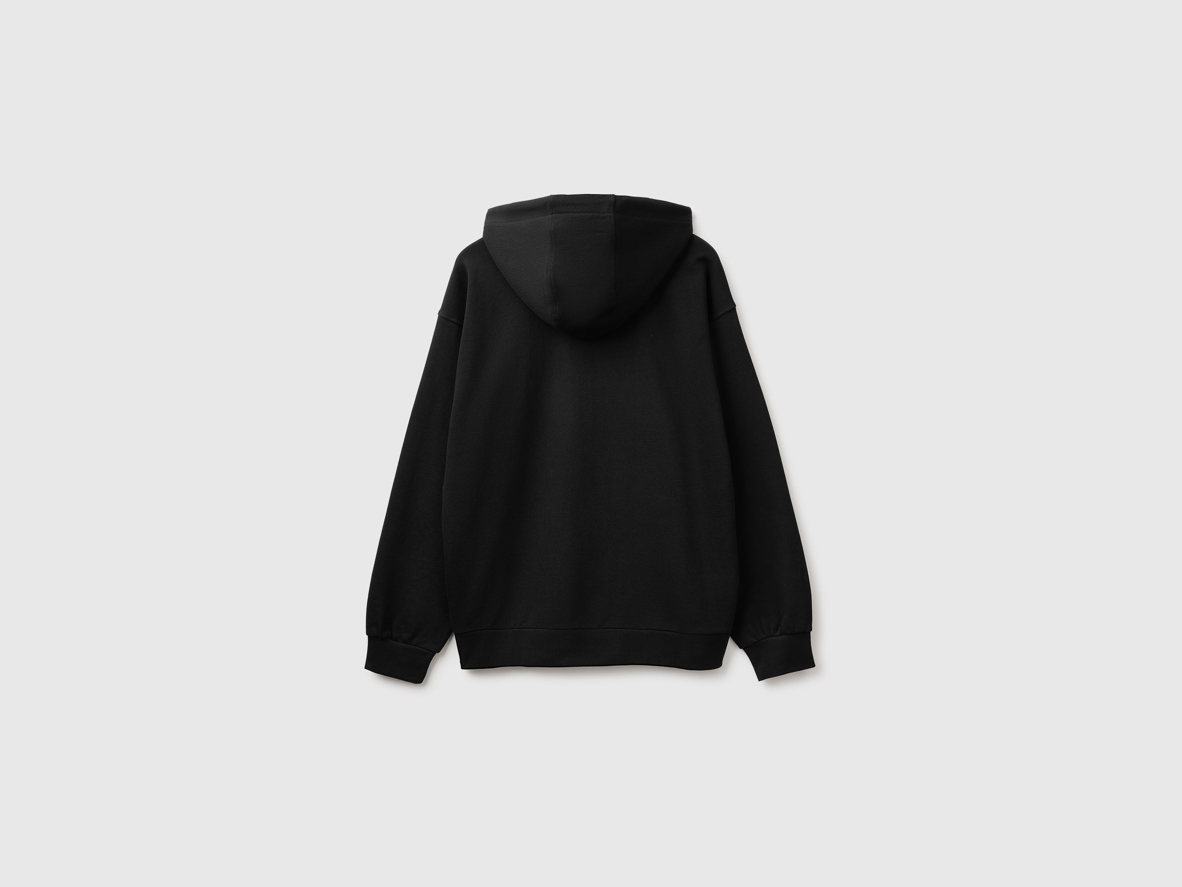 United Colors of Benetton Felpa Zip Cappuccio Cotone Bio Patch Logo