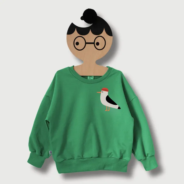 DONT GROW UP Gabbiano Felpa Verde Cotone 8/9 Anni