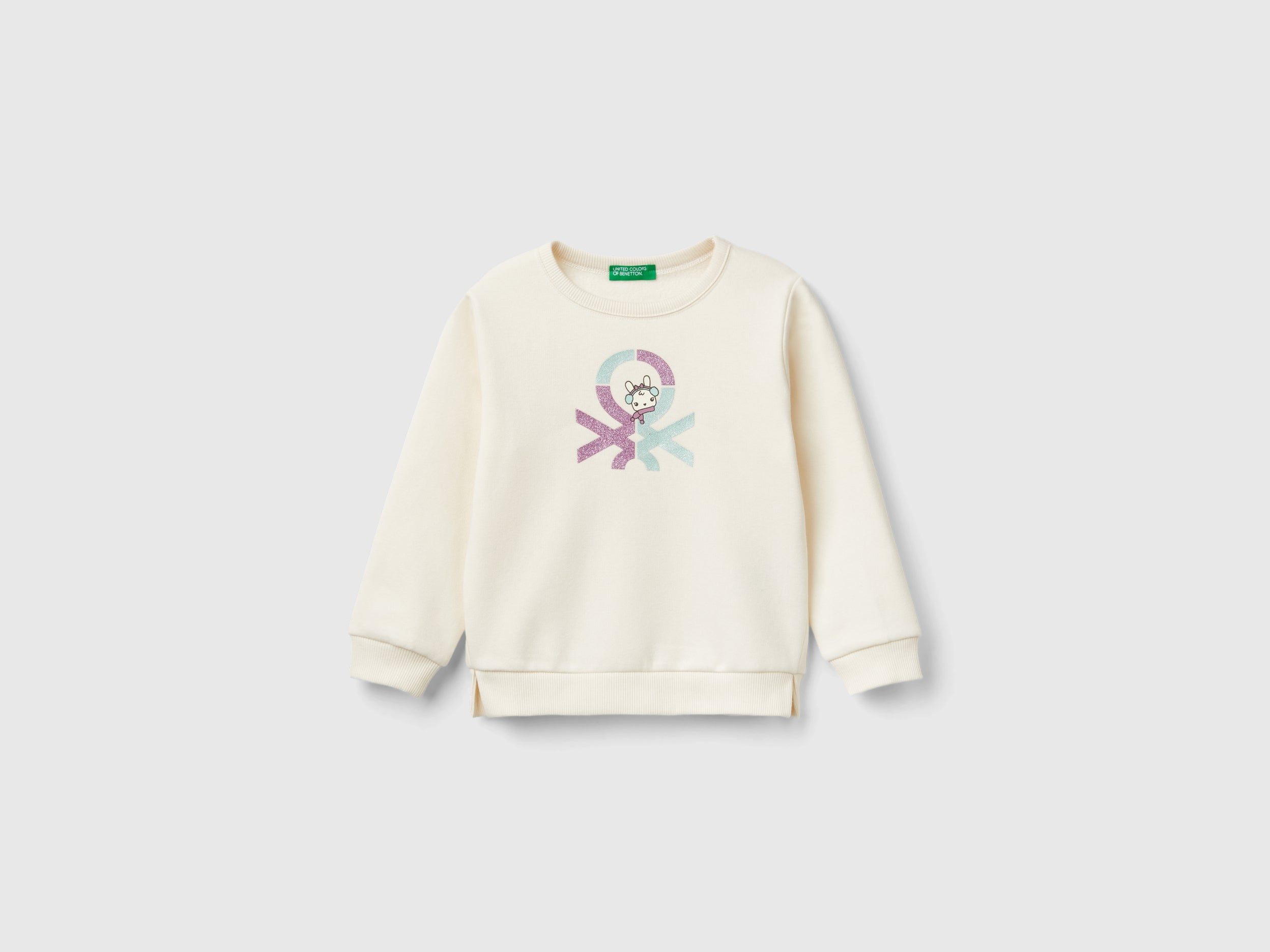 United Colors of Benetton Felpa Bambina Stampa Glitter 104