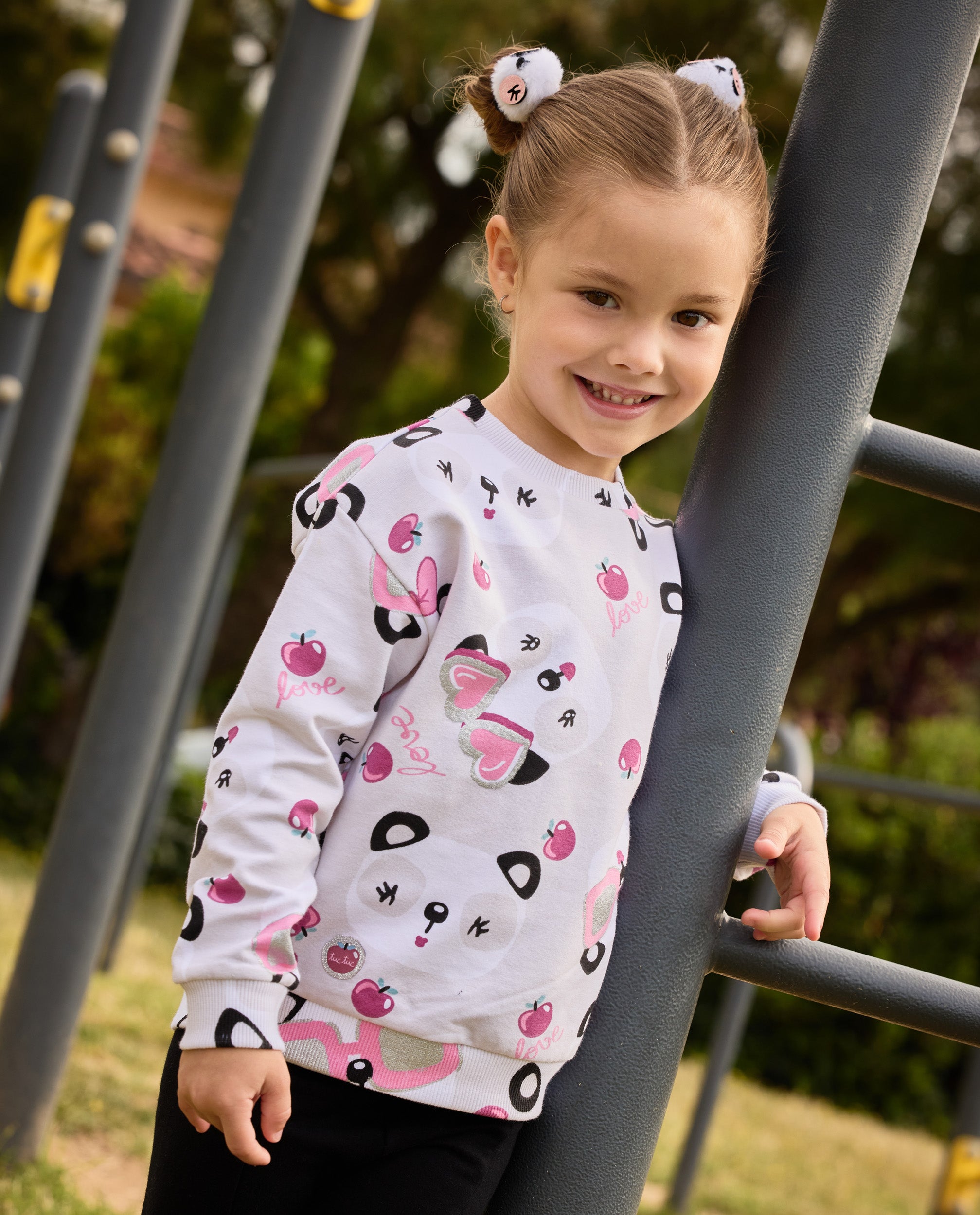 TucTuc Completi felpa bambina panda crudo con leggings