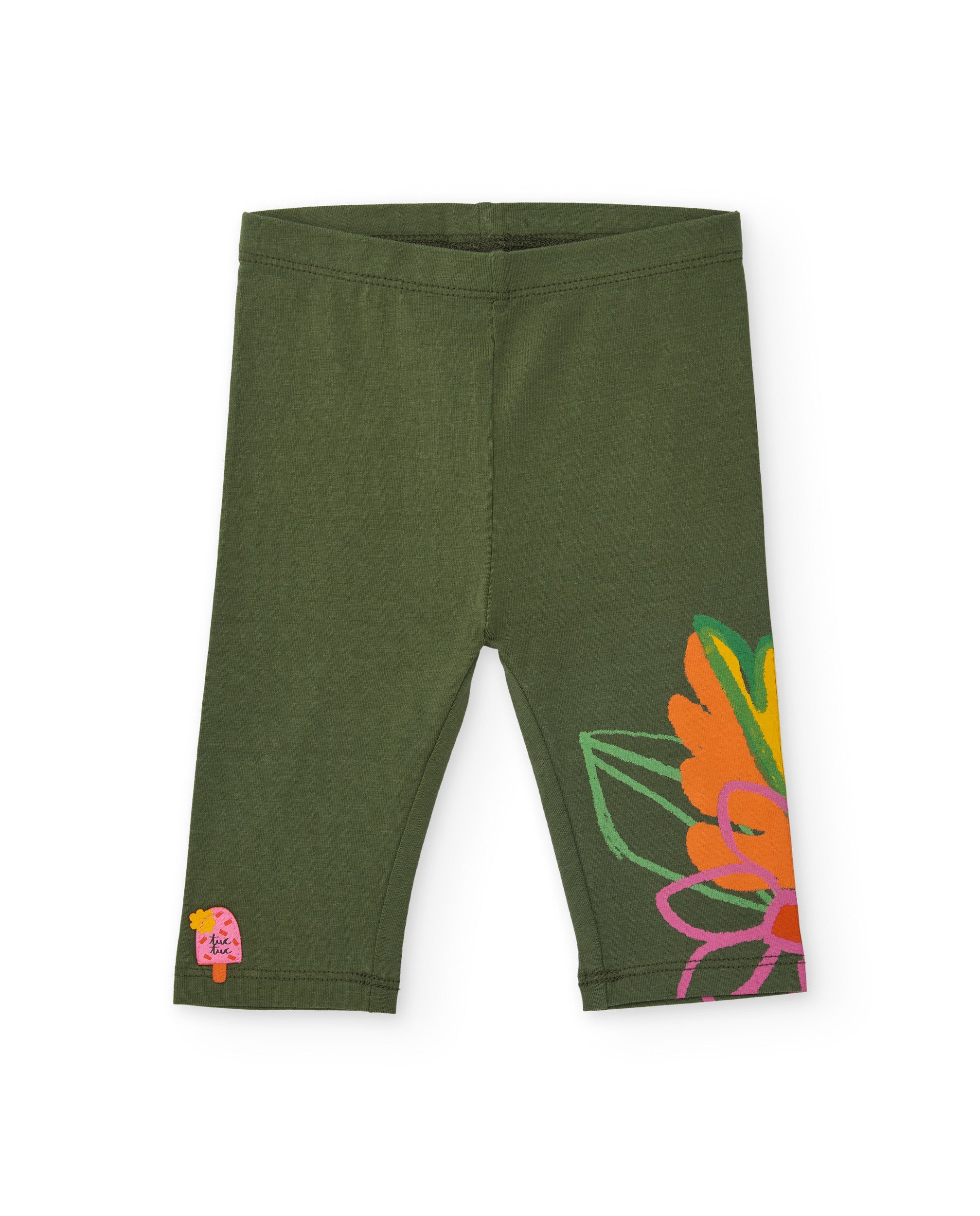 TucTuc Leggings maglia bambina verde dettaglio stampato