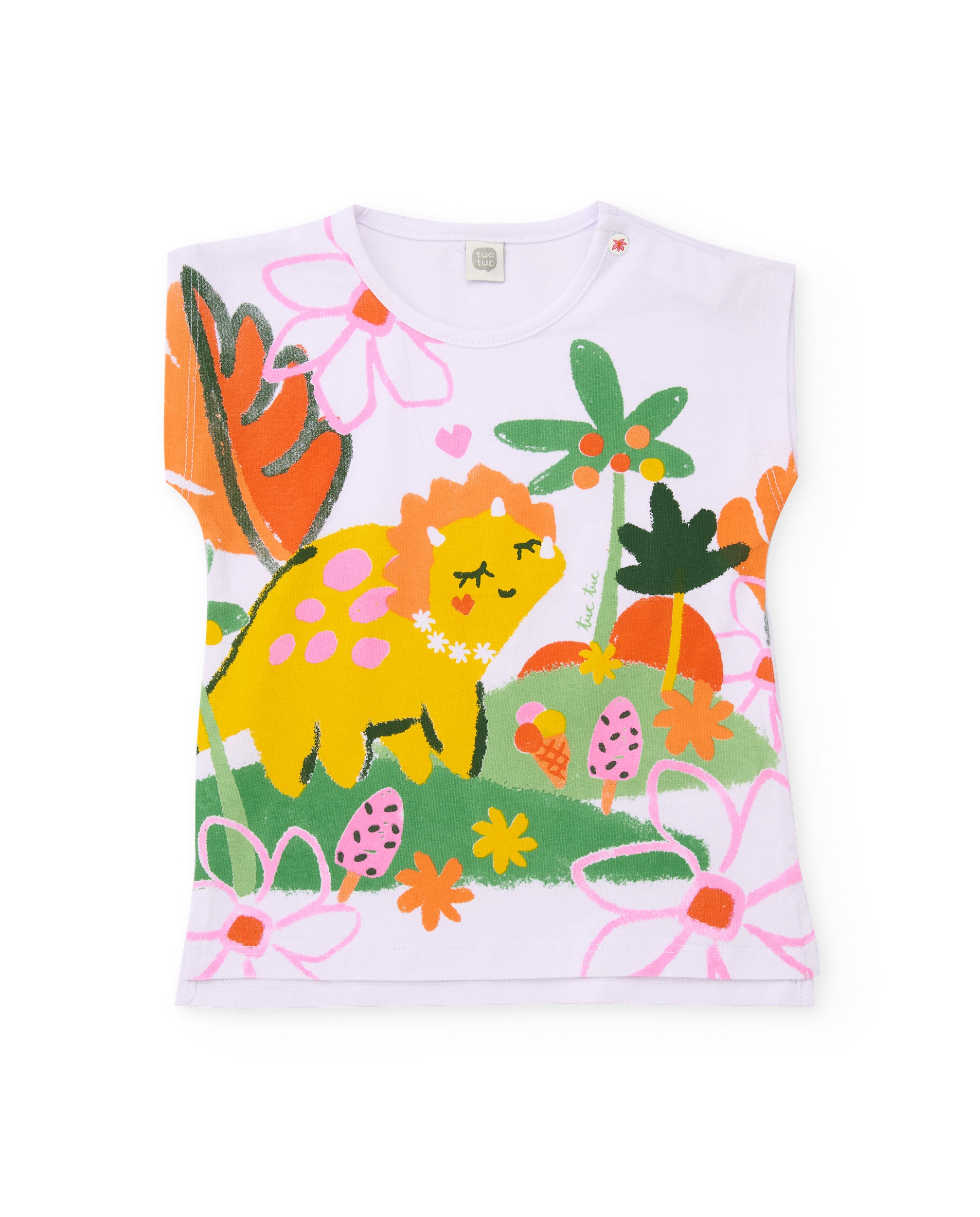 TucTuc Magliette T-shirt bambina bianco dinosauro 2 anni