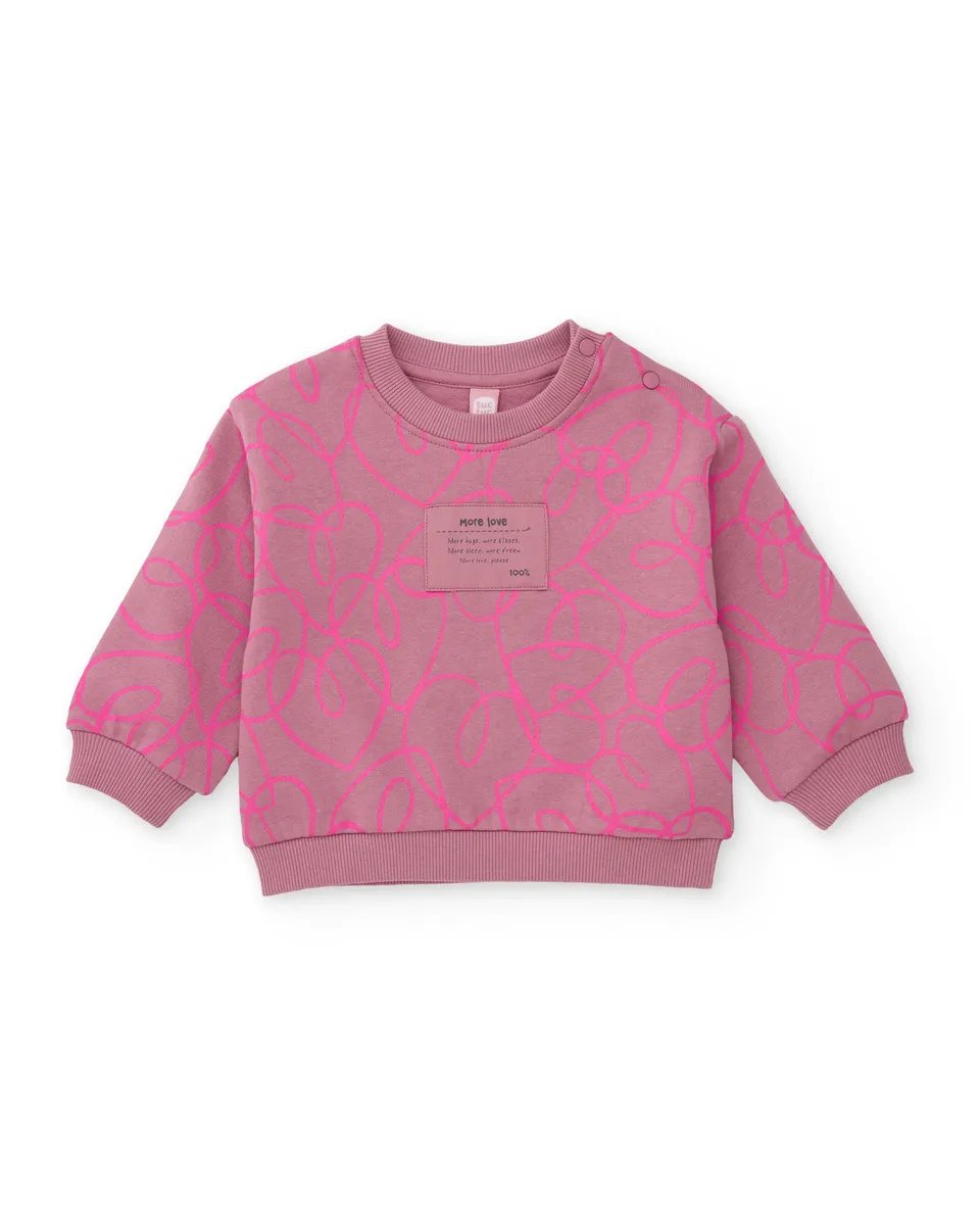 TucTuc Felpe felpa bimba rosa astratta girocollo 6M-10A