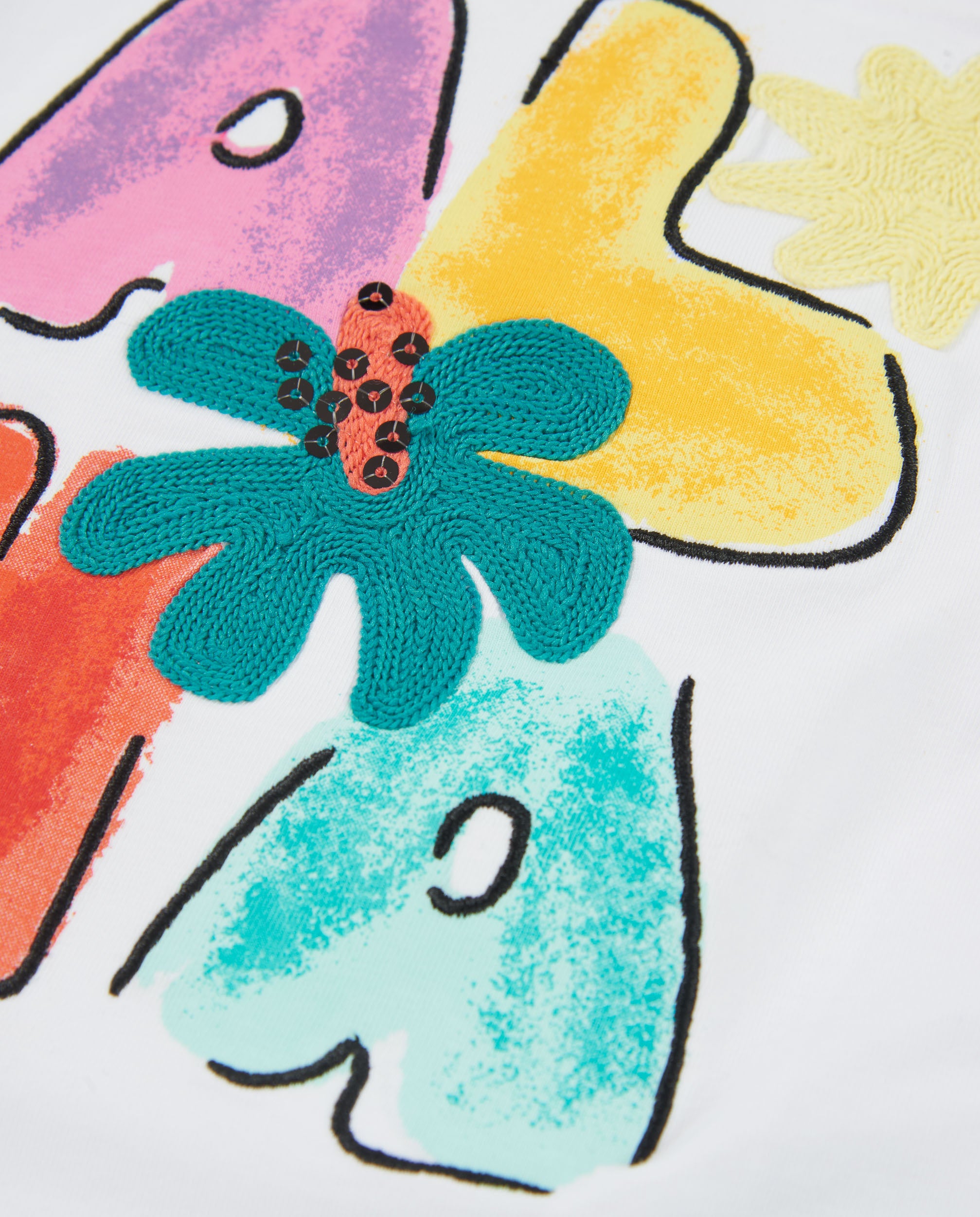 TucTuc Magliette t-shirt bimba bianca aloha volant