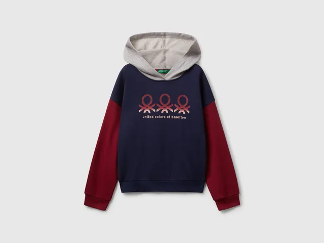 United Colors of Benetton Felpa con Cappuccio Cotone Stampa Logo