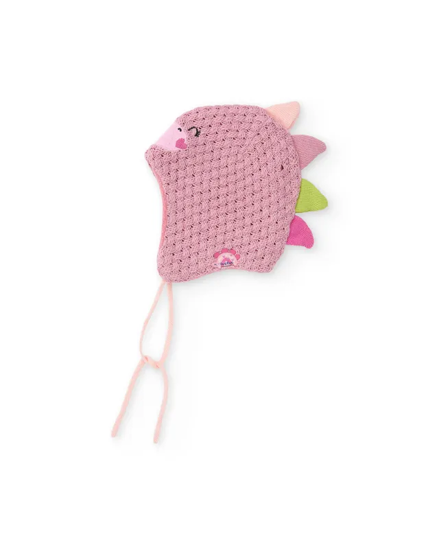 TucTuc Accessori cappellino neonato rosa dinosauro tricot