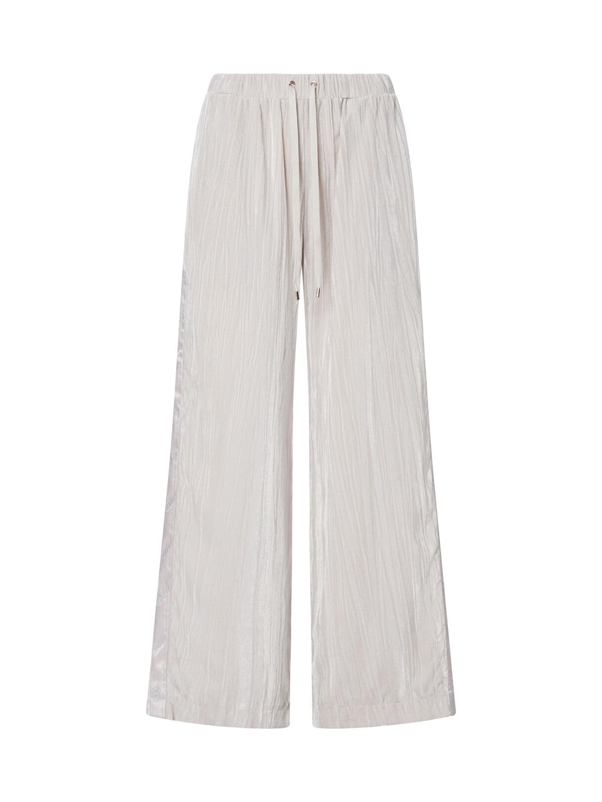 Liu Jo Pantaloni Velluto Crinkle Elastico Coulisse Blu Bianco