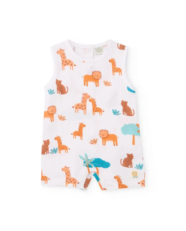 TucTuc Tutine salopette maglia neonato bianco stampa animali
