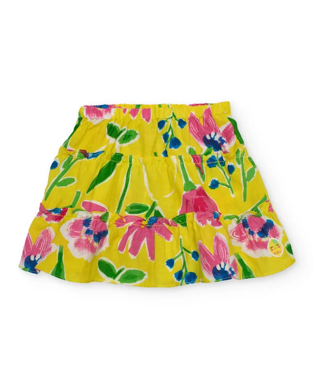 TucTuc Gonne Floreale Gialla Bimba Balze Elastica