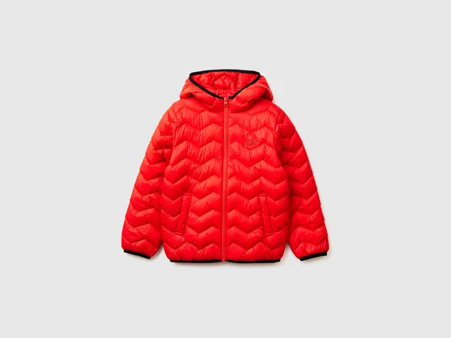 United Colors of Benetton Giacca Imbottita con Cappuccio Nylon Leggero