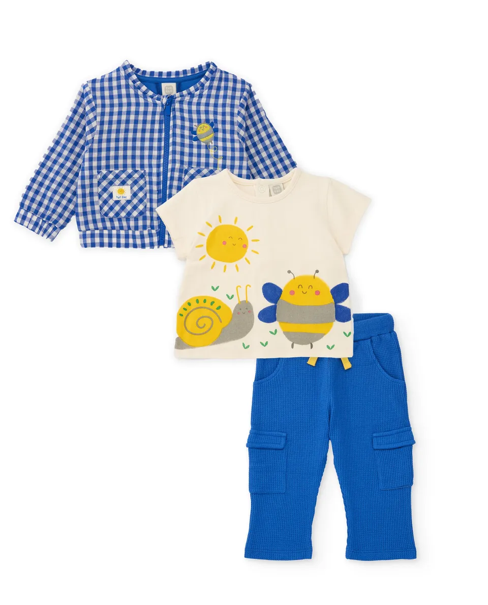 TucTuc Completi Completo Neonato Blu 3 Pezzi Maglia