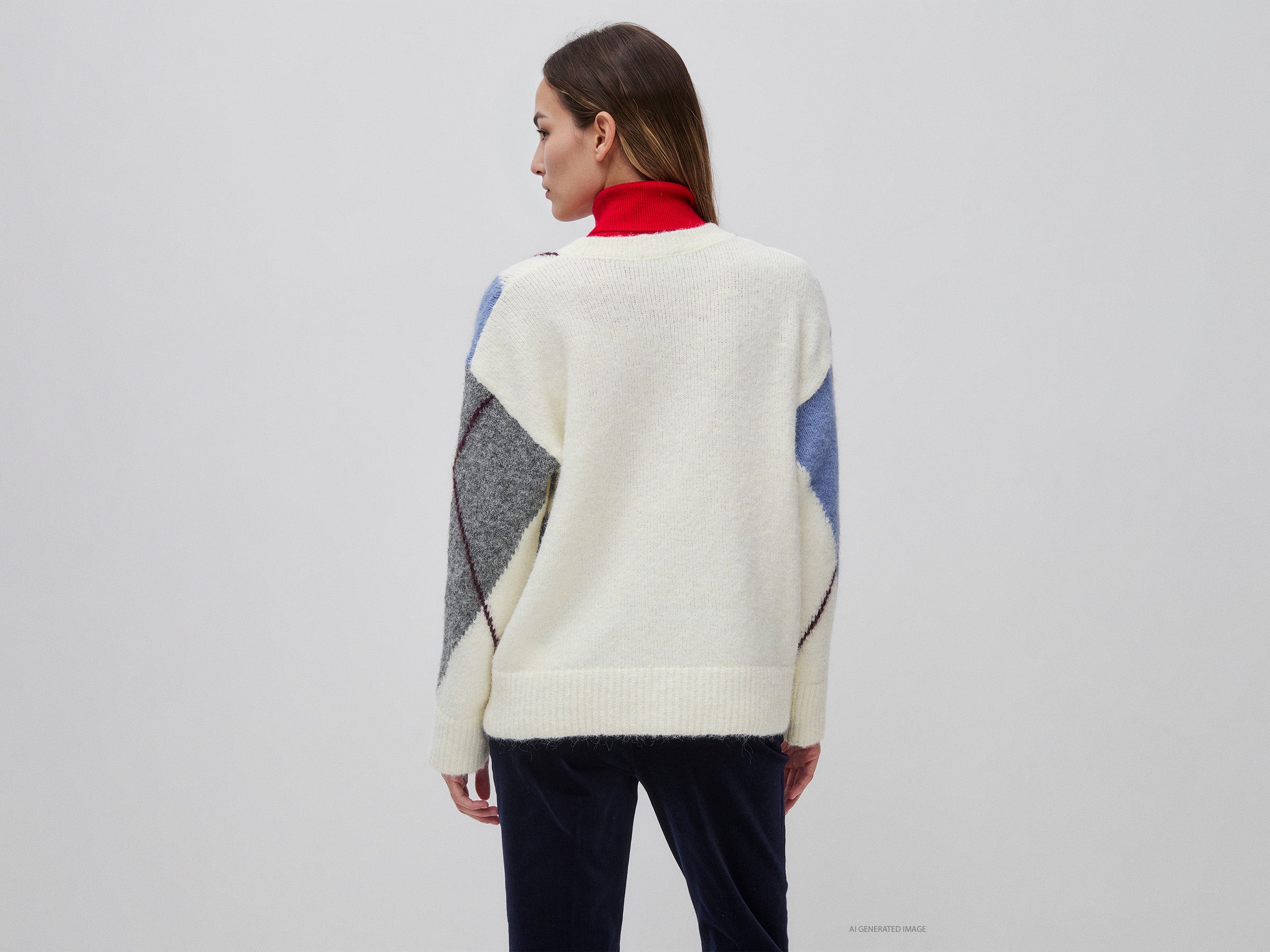 United Colors of Benetton maglione lana rombi oversize scollo tondo