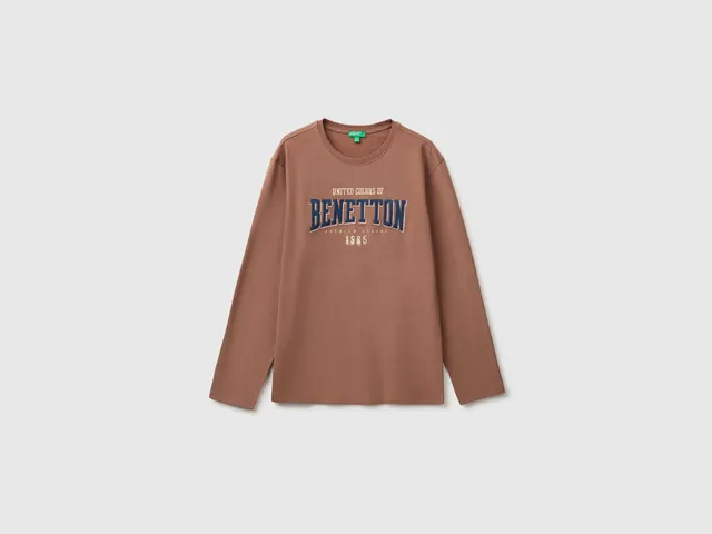 Benetton T-shirt print maglietta ricamo cotone