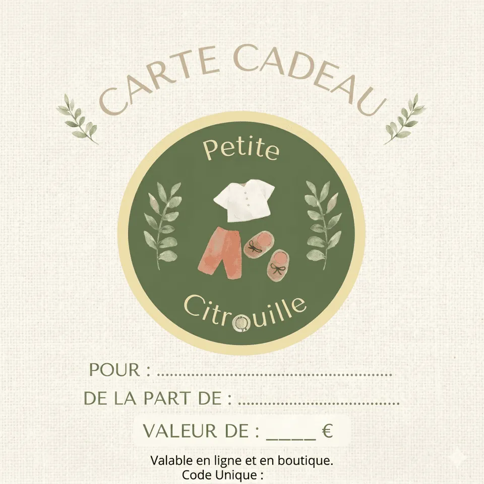 Petite Citrouille Carte Cadeau buono regalo neonato email