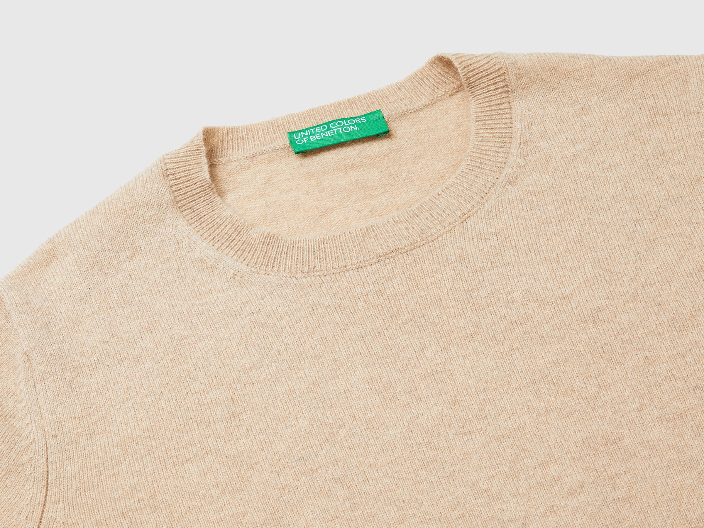 Benetton maglione cashmere beige girocollo taglia S