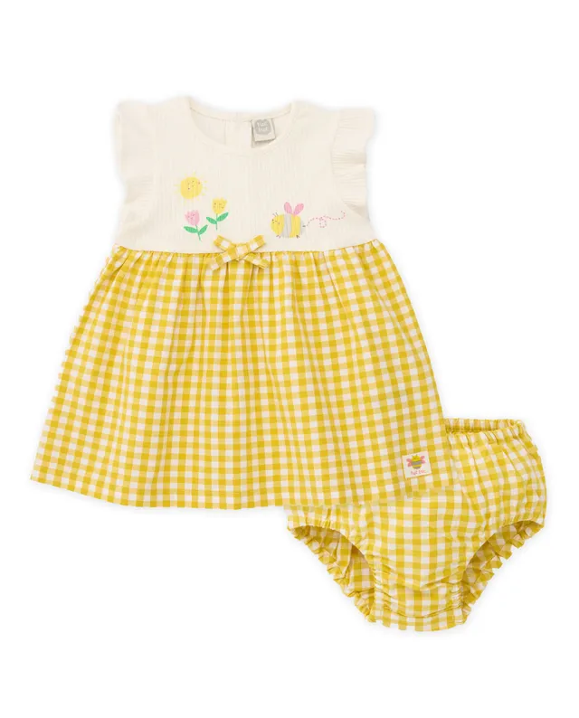 TucTuc Vestiti neonato vichy giallo con mutandina 2pz