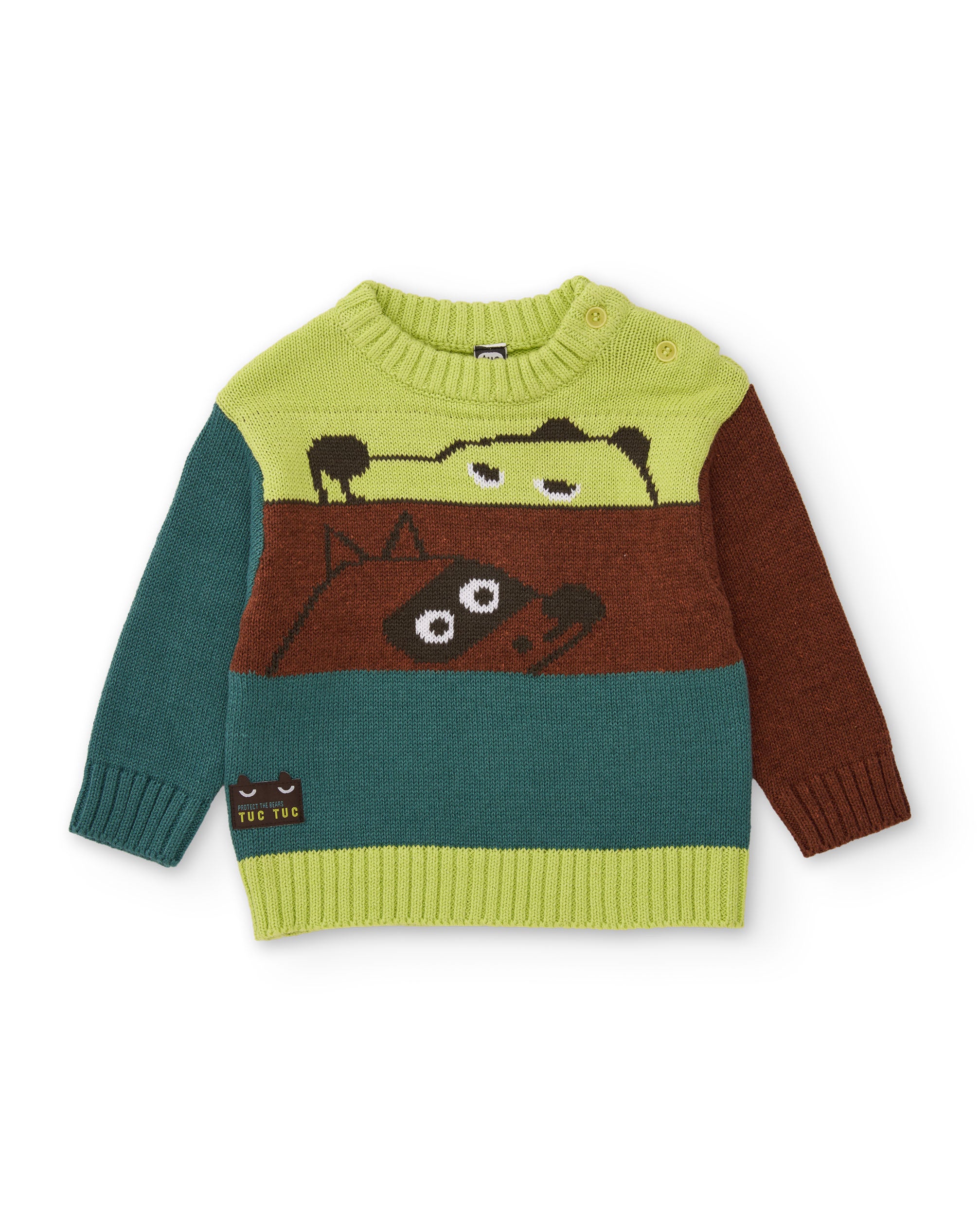 TucTuc Maglioni Maglione Bambino Verde Tricot Caldo Collo Tondo