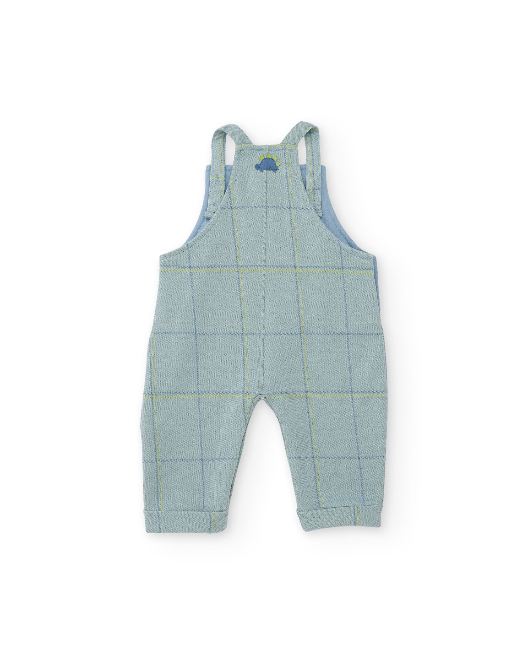 TucTuc Completo neonato maglia salopette completo azzurro quadri