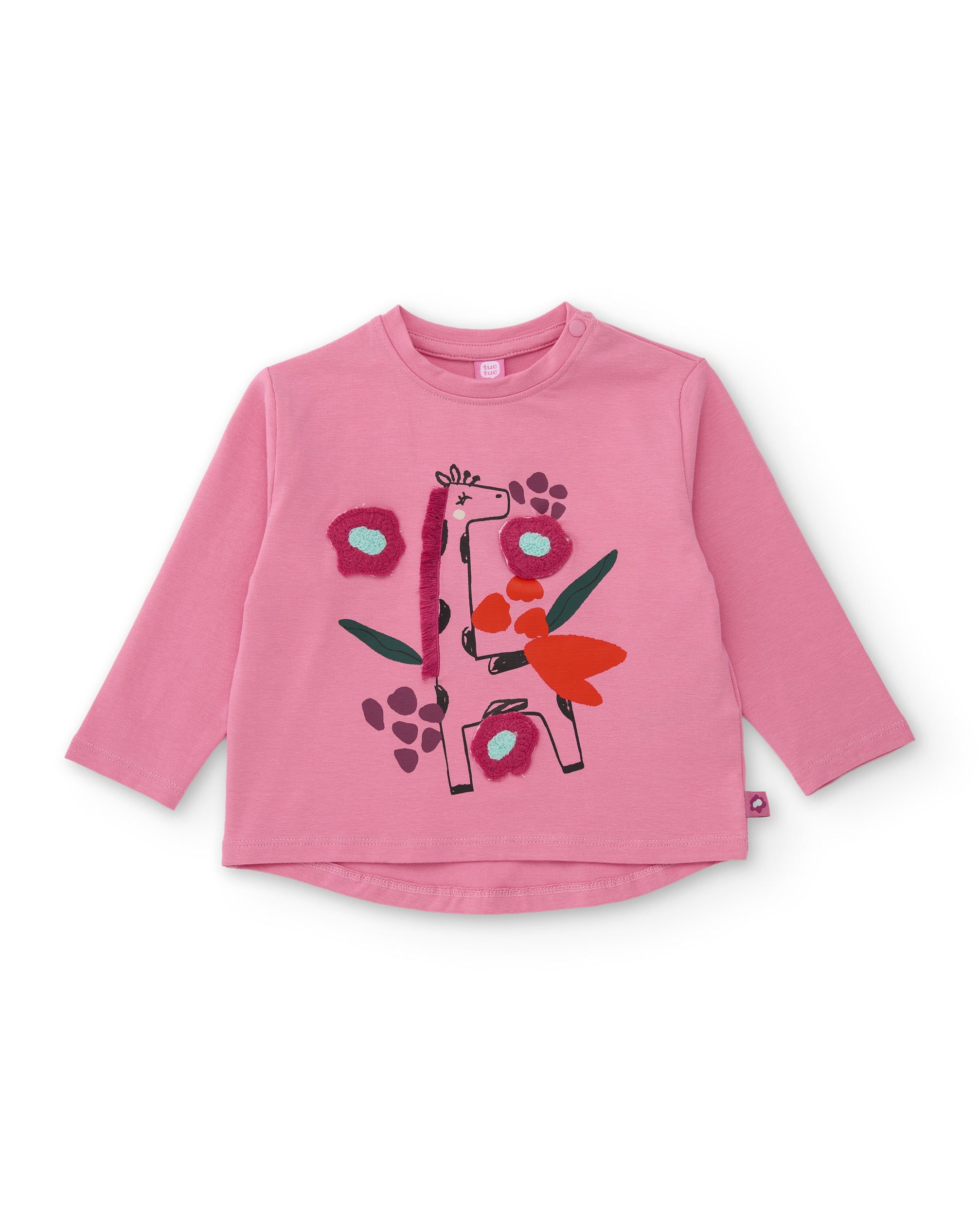 TucTuc Magliette maglietta bambina rosa giraffa cotone