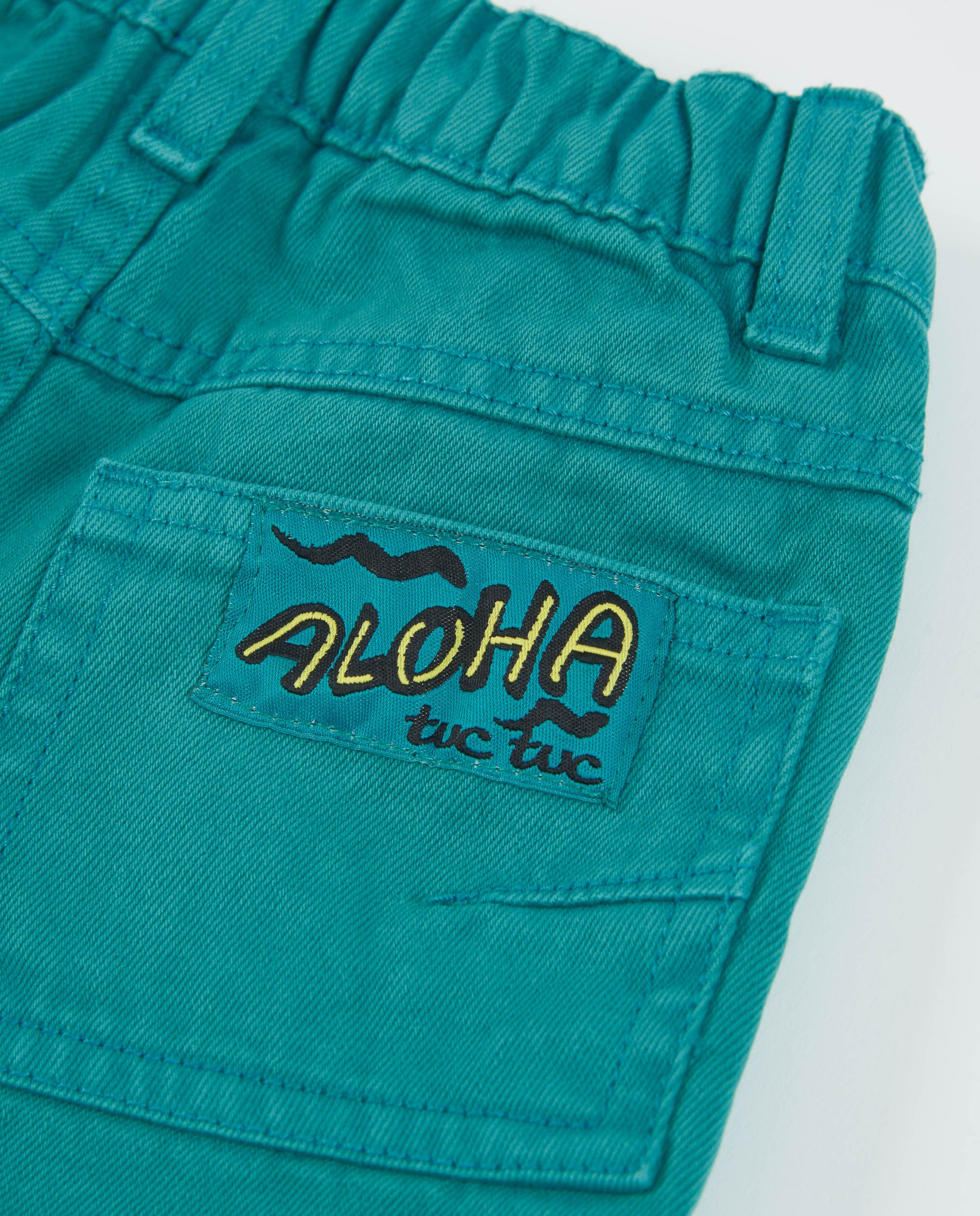 TucTuc Bermuda tessuto bambino turchese vita elastica tasche