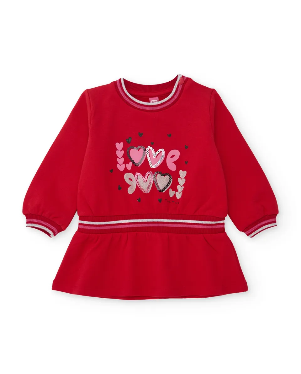 TucTuc Vestiti Vestito Bambina Felpa Rosso Volant