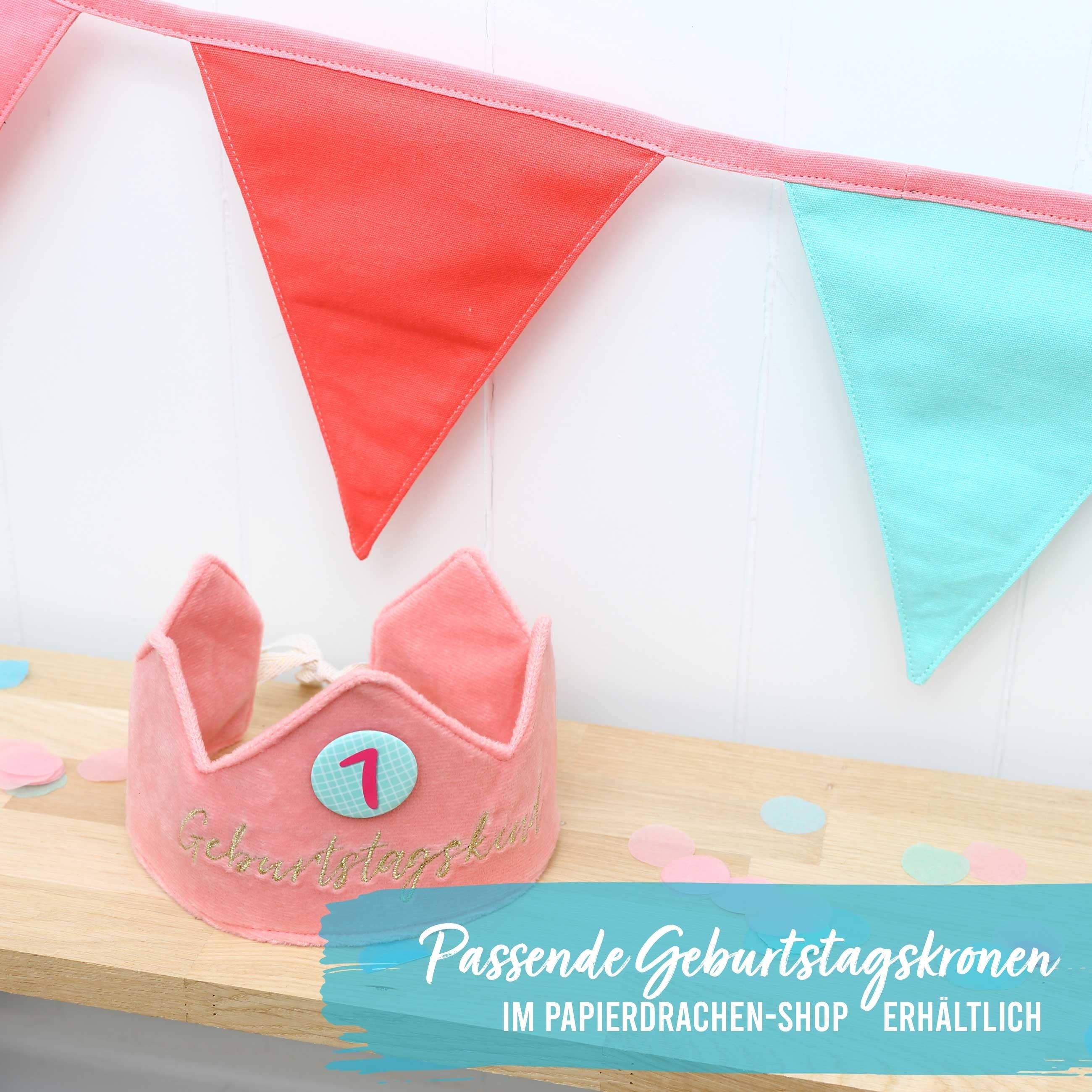 Papierdrachen Rosa Azzurro ghirlanda tessuto 3 m