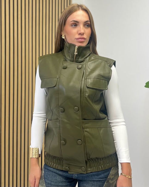 Sottosopra JETR89051 gilet ecopelle imbottito nero
