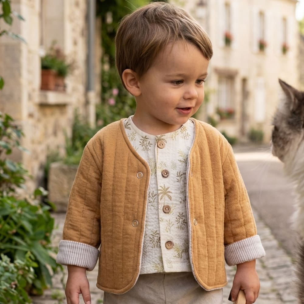 Petite Citrouille Mode Fille Naël giacca reversibile cammello
