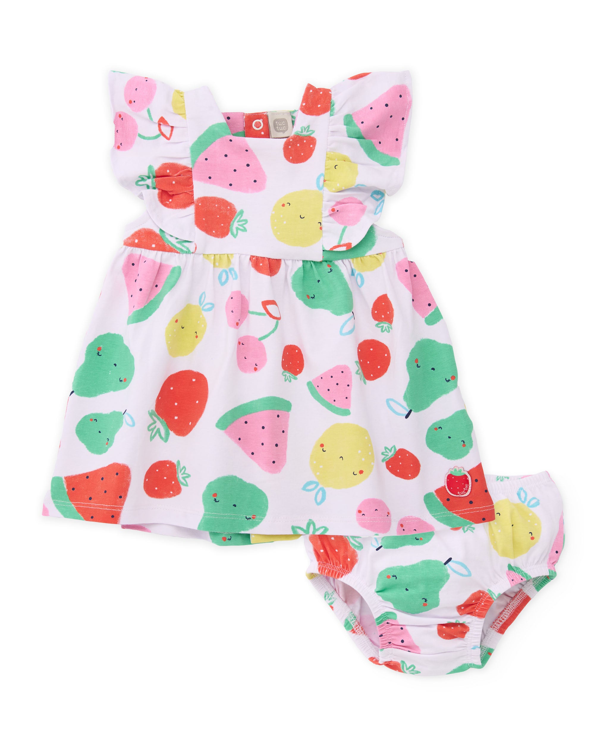 TucTuc Vestiti Vestito Neonata Bianco Frutta Estate