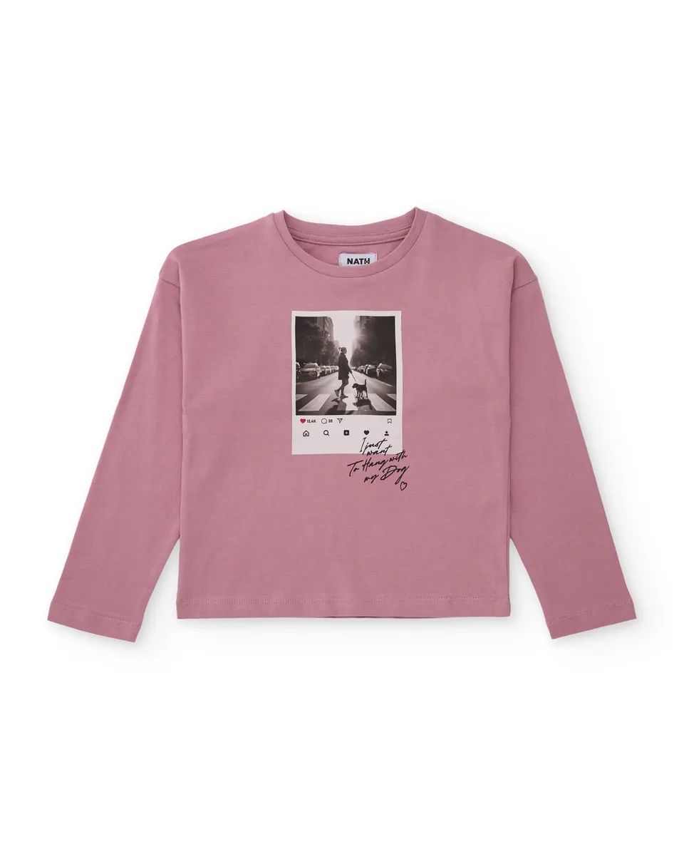 TucTuc Magliette Maglia Bimba Rosa Maniche Lunghe Urbana