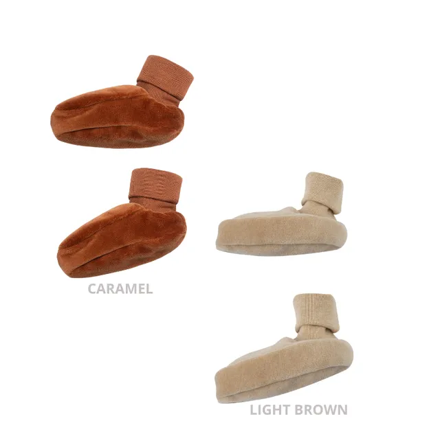 Woolly Organic Velour Booties scarpine velluto cotone NOOS