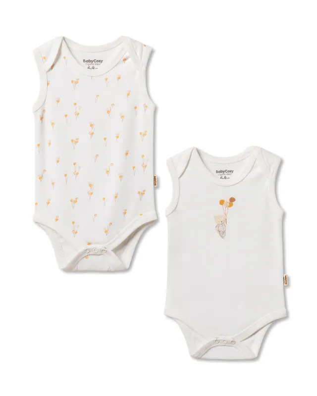 BabyCosy Set 2 Body Smanicati Palloncino Cotone Bio 6-9 Mesi