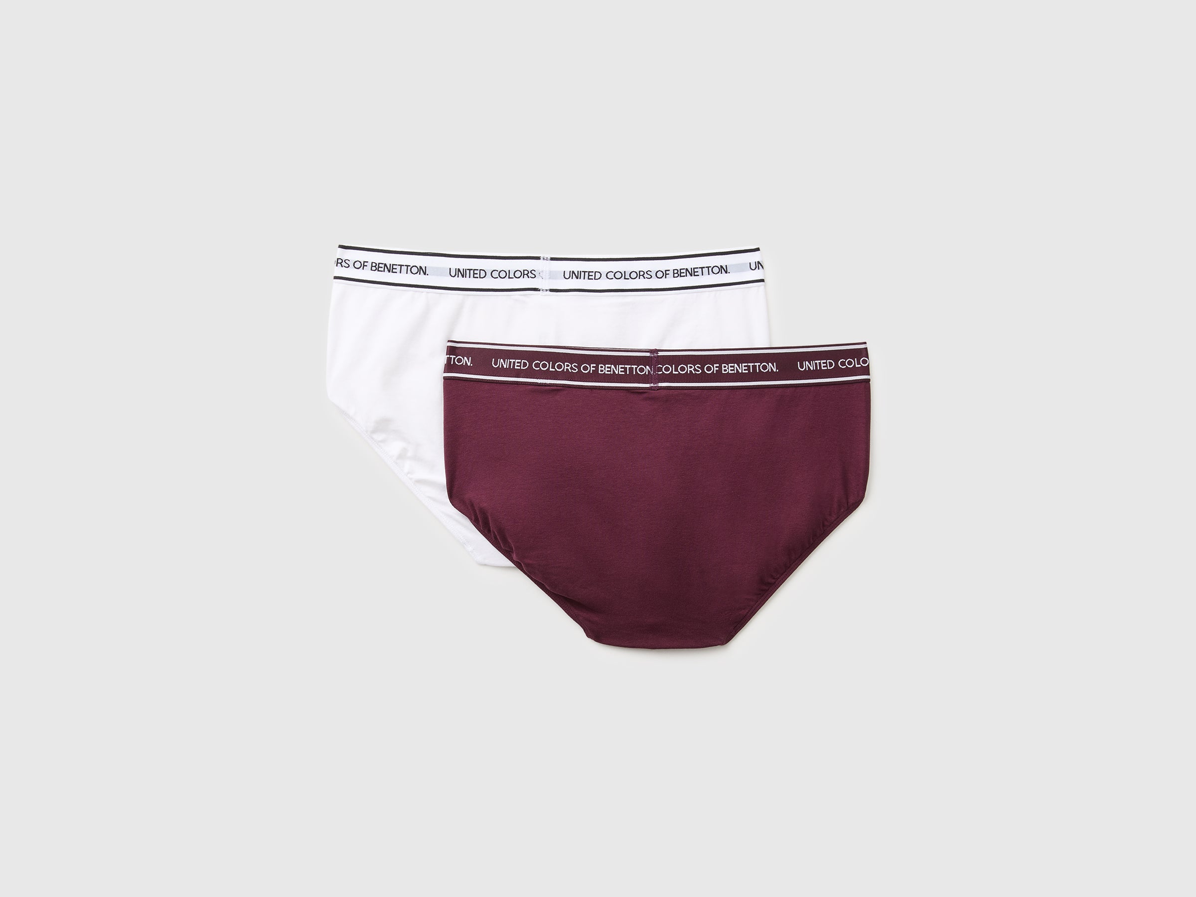 United Colors of Benetton Set 2 slip cotone bianco bordeaux M