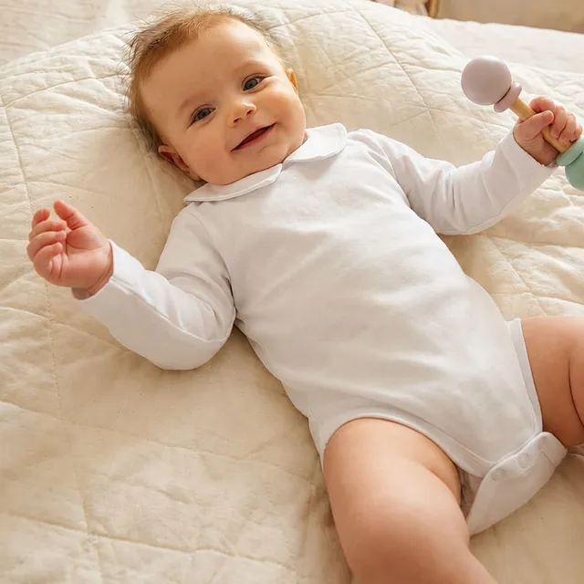 Petite Citrouille Camille Body neonato cotone bianco collo