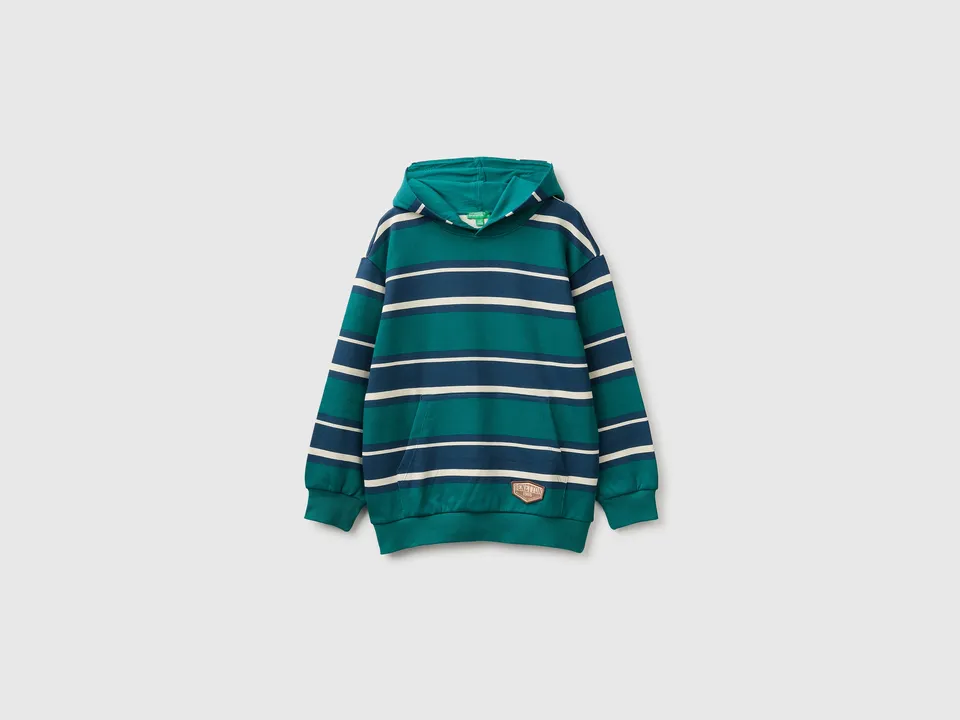 United Colors of Benetton Oversized felpa cappuccio righe cotone L