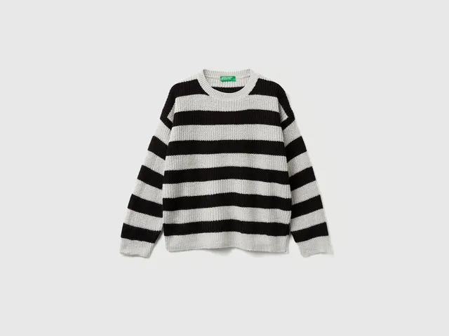 Benetton Maglione righe bicolore girocollo Easy Care