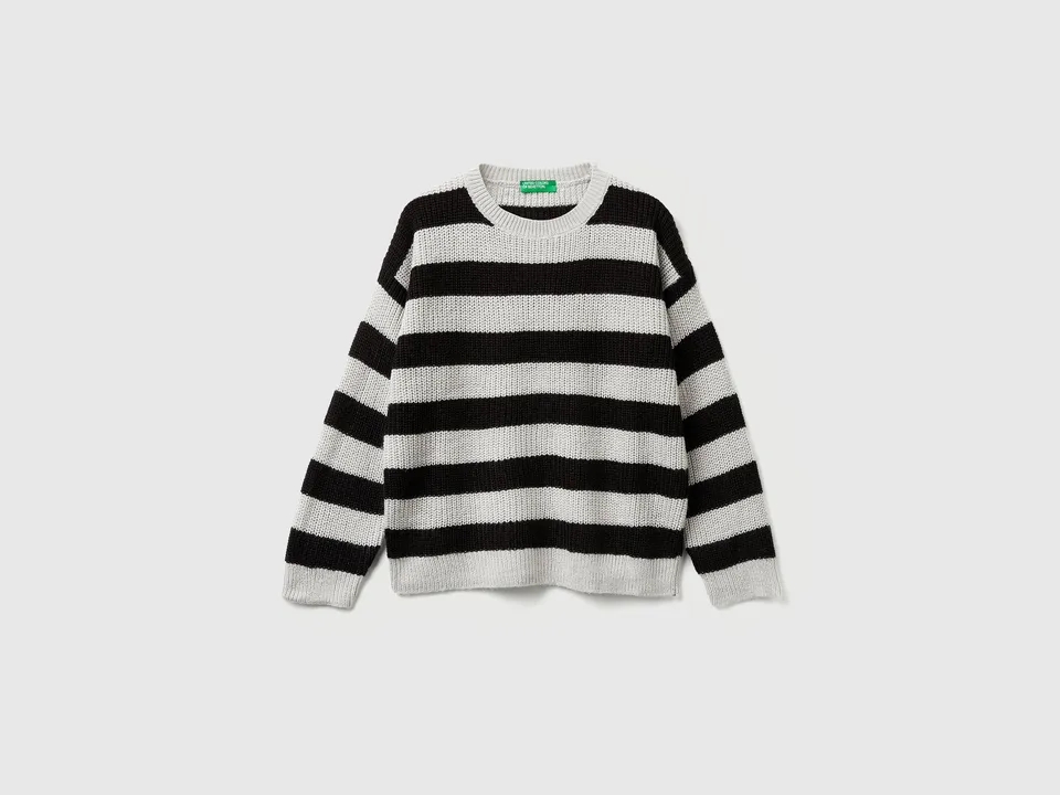 Benetton Maglione righe bicolore girocollo Easy Care