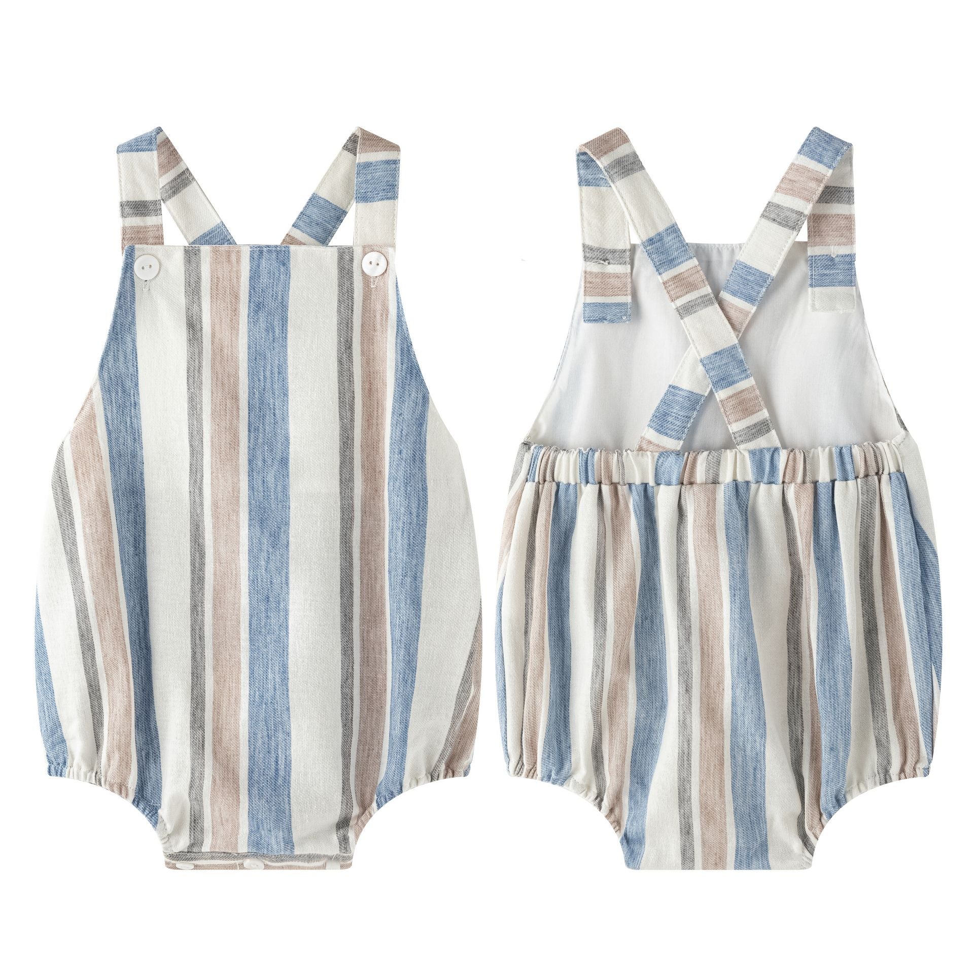Newness Pagliaccetto salopette righe baby cotone 6-9 mesi