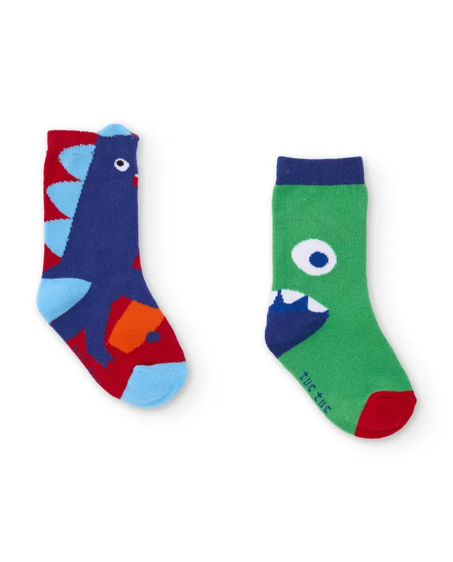TucTuc Accessori Set Calzini Bimbo Cotone Blu Dinosauri 2 Paia