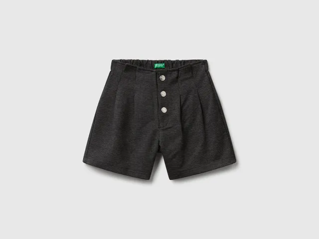 United Colors of Benetton Cropped houndstooth bermuda pied de poule viscosa