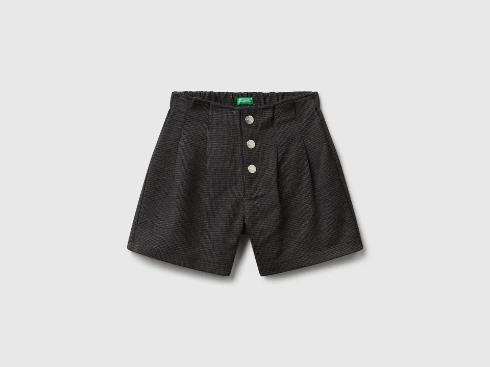 United Colors of Benetton Cropped houndstooth bermuda pied de poule viscosa