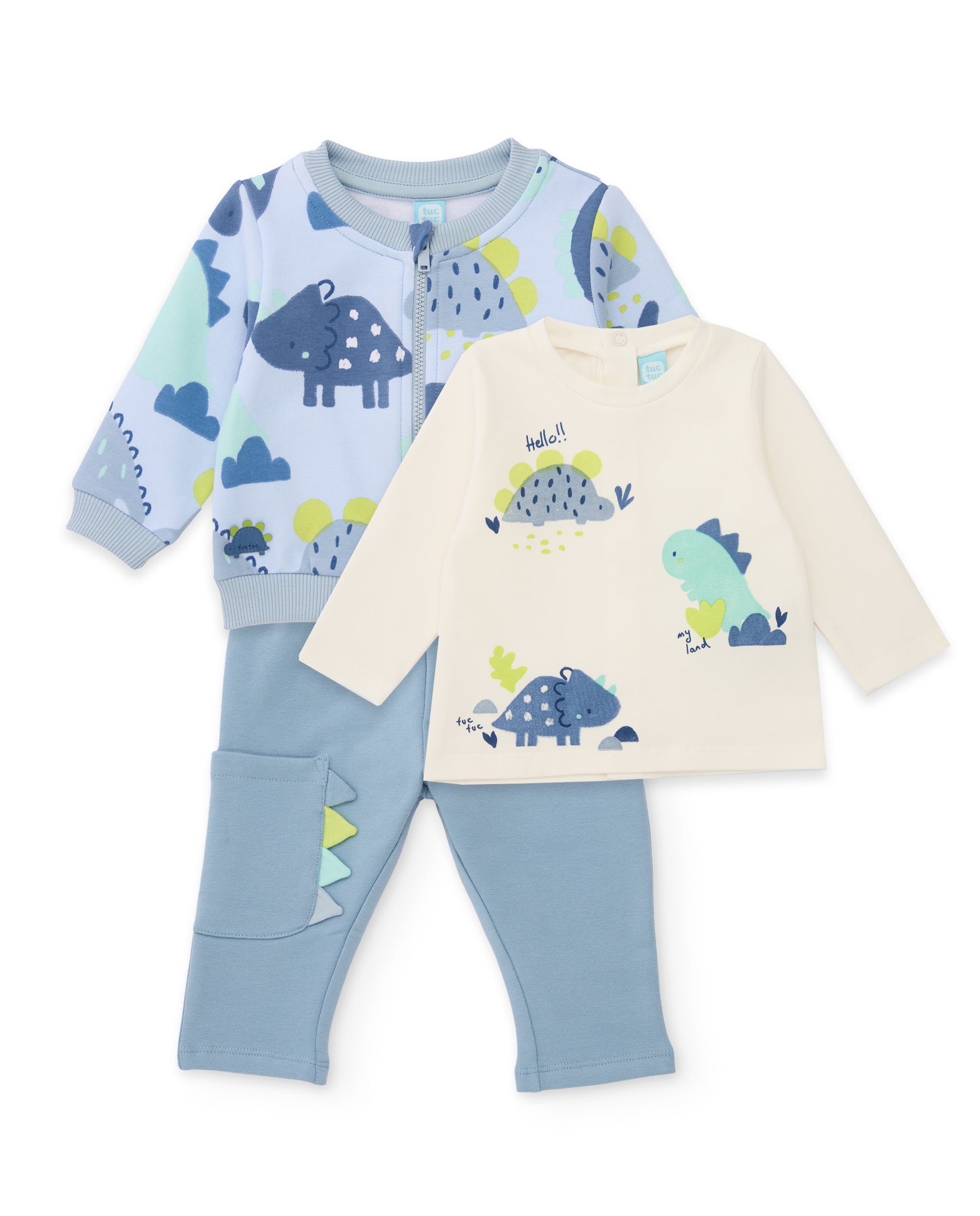 TucTuc Completo felpa neonato giacca completo azzurro 3 pezzi