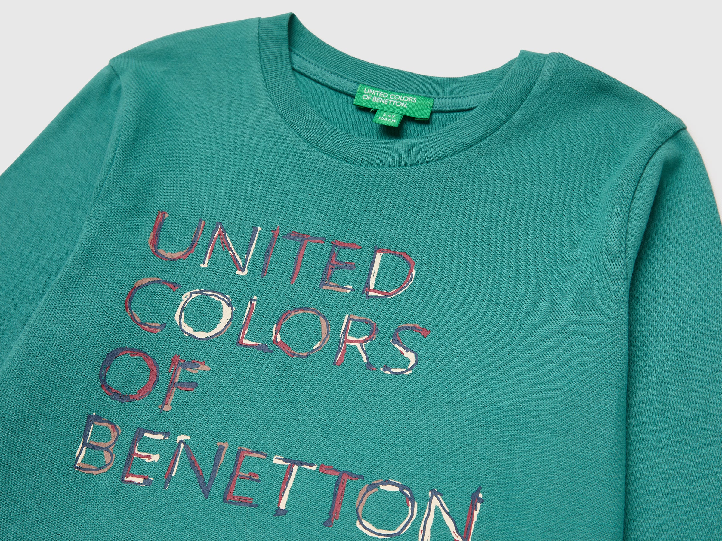 United Colors of Benetton T-shirt maniche lunghe cotone organico stampa