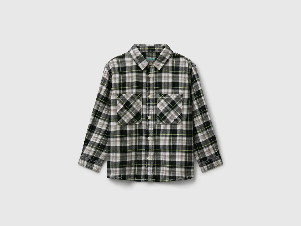United Colors of Benetton camicia quadri cotone manica lunga bimbo